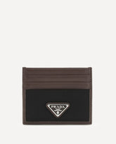 Leather and fabric Card Holder - BROWN | Base Blu