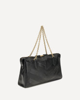 Panthea Chevron medium Shoulder Bag r - BLACK | Base Blu
