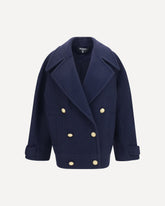 Double-breasted wool Coat with buttons - BLUE | Base Blu