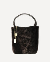 Shearling small Spin Tote Bag - BROWN | Base Blu