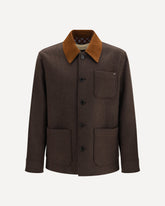 Wool Jacket with suede collar - BROWN | Base Blu