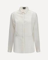 Tuxedo Shirt in silk with pleated bib - WHITE | Base Blu