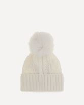 Cappello Beanie in lana e cashmere con pon pon - BIANCO | Base Blu