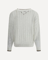 Perforated Sweater with sequins - WHITE | Base Blu