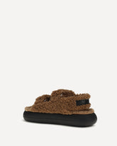 The Fur-lined Sandals - BROWN | Base Blu