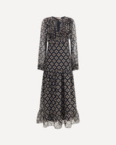 Silk long Dress with rouches - BLACK | Base Blu