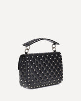 Medium Rockstud Spike Shoulder Bag - BLACK | Base Blu