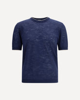 Short-sleeved linen blend Shirt - BLUE | Base Blu