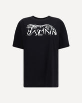 Balmain T-shirt with Leopard Print - BLACK | Base Blu