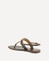 Sandali con incrocio GG e dettaglio Web - MARRONE | Base Blu