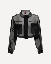 Cropped Jacket with pockets - BLACK | Base Blu