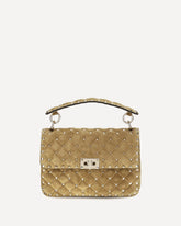 Medium Rockstud Spike suede Top Handle Bag - BEIGE | Base Blu