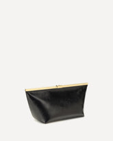 Large Ganache Biker Leather Clutch - BLACK | Base Blu