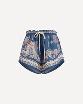 Acacia printed linen Shorts - BLUE | Base Blu