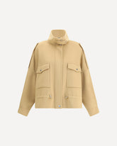 Caban in panno double con collo alto - BEIGE | Base Blu