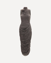 Draped high-neck midi Dress - GREY | Base Blu