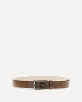 Carved leather Belt with Shimmering Buckle - BROWN | Base Blu