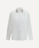 Long-sleeved Shirt with embellished collar - WHITE | Base Blu