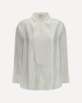 Camicia oversize in satin di seta fluida - BIANCO | Base Blu