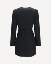 Blazer in grain de poudre con cintura - NERO | Base Blu
