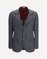 Deconstructed Jacket in flame-textured wool, silk, and linen - GREY | Base Blu