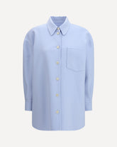 Long Shirt in double wool - LIGHT BLUE | Base Blu