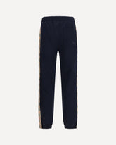 Pantaloni jogging con inserti laterali con motivo Check - BLU | Base Blu