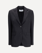 Single-breasted Wool drill Jacket - BLACK | Base Blu