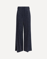 Denim effect twill wide Pants - BLUE | Base Blu