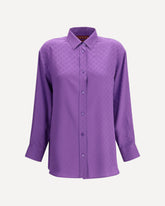 Camicia in seta stampa GG supreme - VIOLA | Base Blu