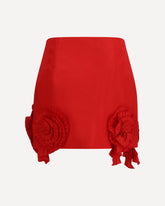 Crepe Mini Skirt with floral appliqué - RED | Base Blu
