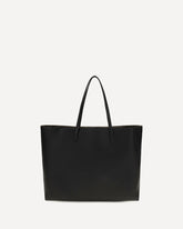 Medium Roll Roman leather Shopping Bag - BLACK | Base Blu