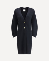 Long ribbed cashmere Cardigan - BLACK | Base Blu