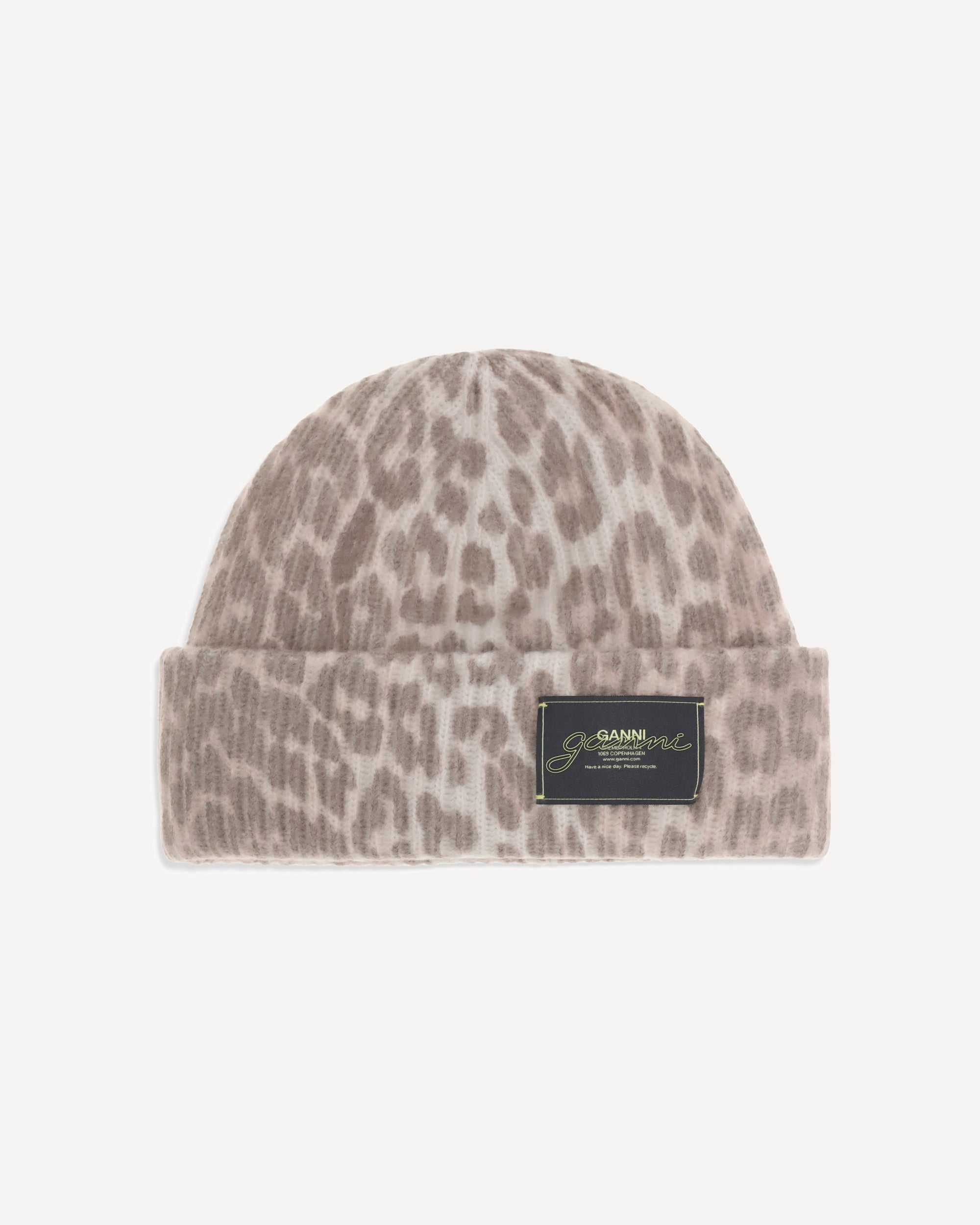 GANNI Leopard beanie Hat BEIGE | Base Blu