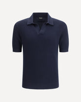 Premium Cotton Polo with open collar - BLACK | Base Blu