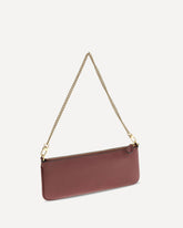 Horizontal Flat leather Shoulder Bag - BORDEAUX | Base Blu