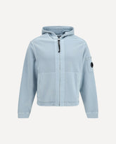Cotton diagonal fleece zip hooded Sweatshirt - BLUE | Base Blu