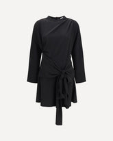 Draped-knot crepe mini Dress - BLACK | Base Blu