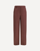 Wide-Leg Pants in linen with elastic waistband and belt loops - BROWN | Base Blu