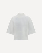 Crop cotton organza Polo with Broderie Anglaise - WHITE | Base Blu