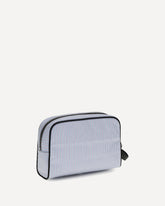 Striped poplin and leather Handbag - LIGHT BLUE | Base Blu