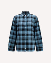 Check flannel padded Overshirt - LIGHT BLUE | Base Blu