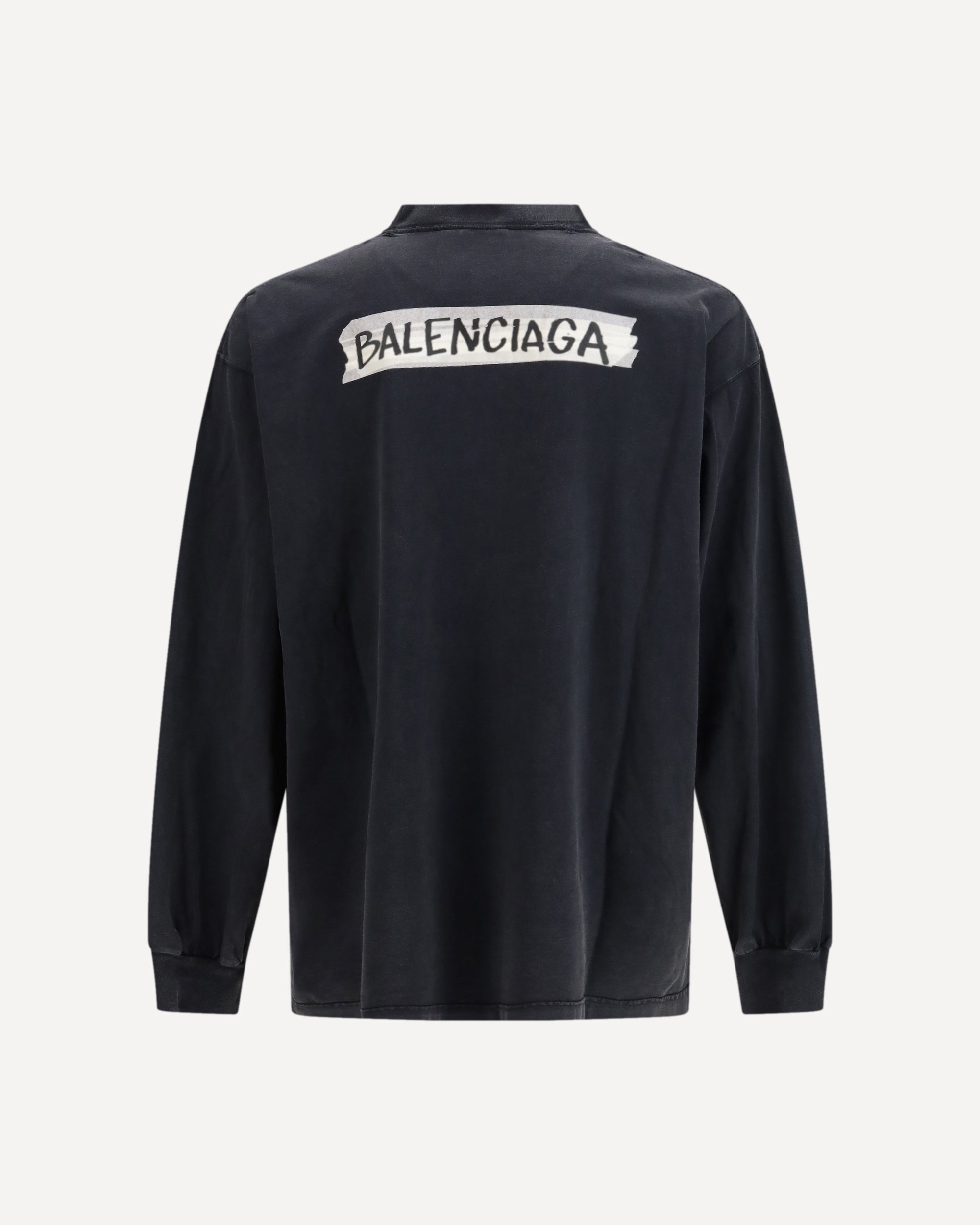 BALENCIAGA Long-sleeve Masking Tape T-shirt BLACK | Base Blu