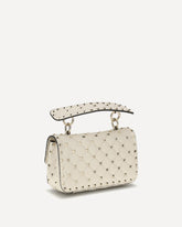 Rockstud Spike mini Top Handle Bag in nappa - CREAM | Base Blu