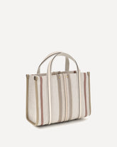 Small Woody Loop canvas Tote Bag - BEIGE | Base Blu