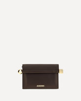 Rond Carré leather Shoulder Bag - BROWN | Base Blu