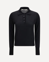 Long sleeve merino wool Polo - BLACK | Base Blu