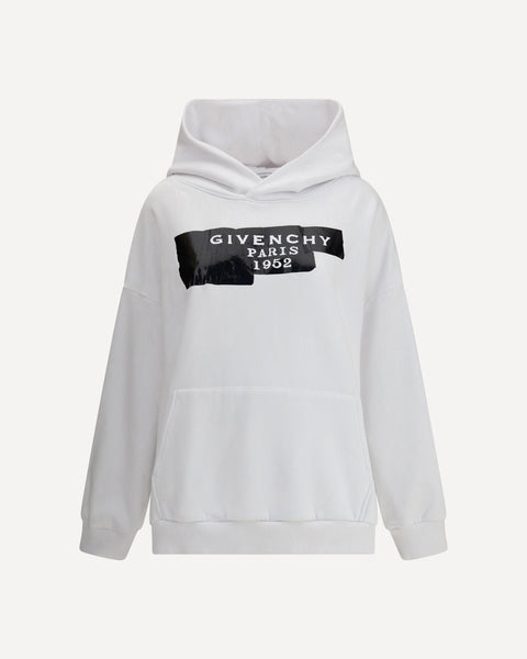 GIVENCHY Gauzy fabric Hoodie with givenchy tape WHITE | Base Blu
