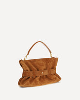 Medium Anthem Bag in suede calfskin - BROWN | Base Blu