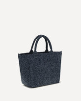 Small tweed-effect denim Tote Bag - LIGHT BLUE | Base Blu